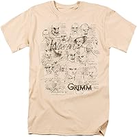 Grimm Police Drama Supernatural TV Series NBC Wesen Sketches Adult T-Shirt Tee