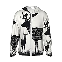 UPF50+ Deer Sun Protection Hoodie Jacket Quick Dry Long Sleeve Sun Shirt For Men Women