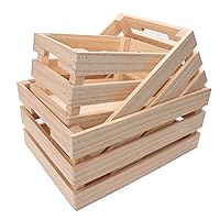 Wooden Boxes Rustic Unfinished Square Wood Box Crates for Decoration A