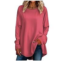 Women's Tops and Blouses Casual Plus Sizelong Sleeved Round Neck T-Shirt Top Pullover Work Blouses, S-3XL