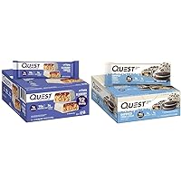 Quest Nutrition Crispy Blueberry Cobbler & Dipped Chocolate Cookies & Cream Protein Bars, 16-18g Protein, 1-3g Sugar, 3-6g Fiber, Gluten Free, Keto Friendly, 12 Count