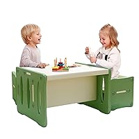 Benarita Kids Table and 2 Chairs Set, Plastic Activity Table for Toddler Reading, Arts, Crafts, Homework, Montessori Furniture with Storage Space for Playroom, Gift for Boys & Girls