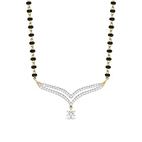 0.44 Cts Round Simulated Diamond Pinchas Mangalsutra Necklace 14K Yellow Gold Fn