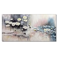 ZHJLUT Neutral Wall Art White Lotus Flower Office Home Dining Room Decorative Wall Art Canvas Wall Art Prints for Wall Decor Room Decor Bedroom Decor Gifts Posters 16x32inch(40x80cm) Frame-style
