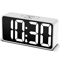 DreamSky Compact Digital Alarm Clock with USB Port for Charging, 0-100% Adjustable Brightness Dimmer, White Bold Digit Display, Adjustable Alarm Volume, Bedside Alarm Clock with Snooze,12/24Hr