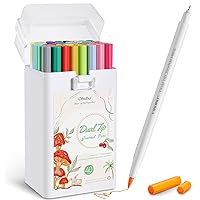 Ohuhu Markers for Adult Coloring Books: 100 Colors Coloring Markers Dual Tips Fine & Brush Pens Water-Based Art Markers for Kids