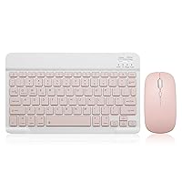 Bluetooth Keyboard and Mouse Combo Rechargeable Portable Wireless Keyboard Mouse Set for Apple iPad iPhone iOS 13 and Above Samsung Tablet Phone Smartphone Android Windows (10 inch Pink)