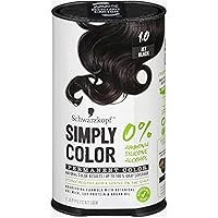 Simply Color Hair Color 1.0 Jet Black, 1 Application - Permanent Hair Dye for Healthy Looking Hair without Ammonia or Silicone, Dermatologist Tested, No PPD & PTD