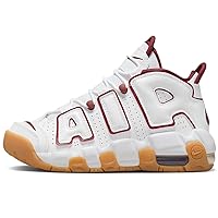 Nike Air More Uptempo Big Kids' Shoes (FJ2846-100, White/Gum Light Brown/Team Red) Size 6
