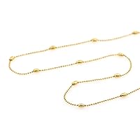 10Pcs Brass Necklace,Tiny Ball Beads Chain with Oval Knot,Individual Jewelry Chain 40cm Gold