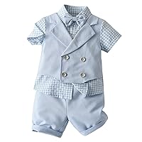 YiZYiF 2Pcs Kids Boys Outfit Set Shirt Top + Party Shorts Set for Wedding Birthday Party Outfit