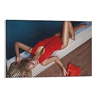 Beautiful Blonde Girl Poster Hot Girl Swimsuit Girl Pool Man Cave Wall Art Paintings Canvas Wall Decor Home Decor Living Room Decor Aesthetic 24x36inch(60x90cm) Frame-Style
