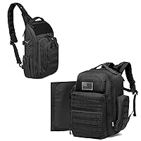DBTAC Diaper Backpack for Men + Tactical Large Shoulder Bag (Black)