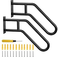 2pcs U-Shaped Wall Mount Handrail Iron Outdoor Grab Bar Black Hand railings for 1 to 3 Steps Stairs(Dia 1.25