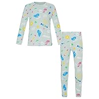 TiaoBug Girls Boys Winter Warm Thermal Underwear Set Long Sleeve Base Layer T-Shirt Top with Leggings Pants Set