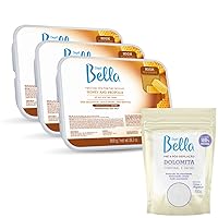 Depil Bella Hard Wax Bundle, three Professional Hair Removal Wax with Honey and Propolis 28.2oz - One Dolomite Powder 800 grs.