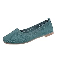 Spring and Autumn Women Casual Shoes Flat Bottom Square Toe Fly Woven Mesh Breathable Casual Shoes for Women Size 11