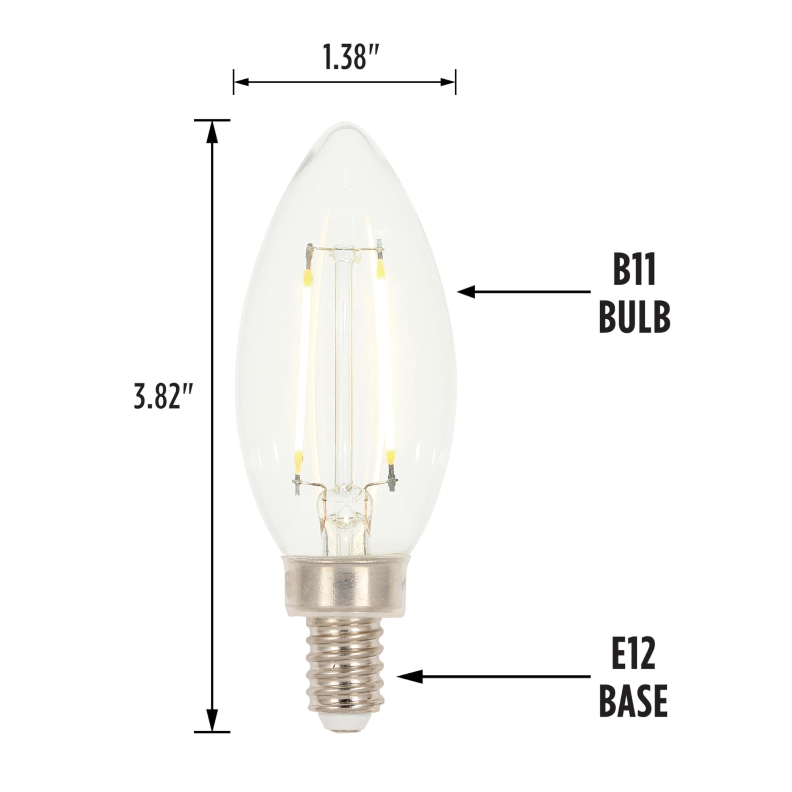 Westinghouse Lighting 5059200 2 Watt (25 Watt Equivalent) B11 Dimmable Clear Filament LED Light Bulb, Candelabra Base