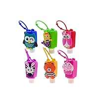 6 pcs Portable Hands Gel Including Cartoon Silicone Protective Cases, Silicone Holders Travel Size 30 ml (6)