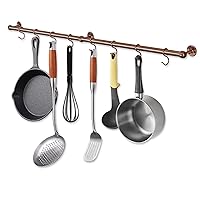 ROTHLEY 39.4 Inch Stainless Steel Wall Mounted Hanging Pot and Pan Rack with Adjustable S Hooks, Antique Copper