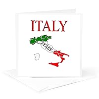 Greeting Card - Image of Italy in Outline with Flag Colors and Name - Maps in Exotic Outline