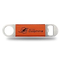 Rico Industries NFL Football Miami Dolphins Orange Faux Leather Laser Engraved Bar Blade - Great Beverage Accessory for Game Day