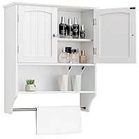Bathroom Wall Cabinet with Doors & Adjustable Shelf, Bathroom Cabinet Wall Mounted, Medicine Cabinet for Bathroom, White