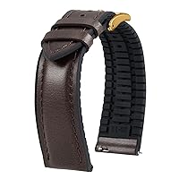 BINLUN Leather Watch Band 14mm 16mm 18mm 19mm 20mm 21mm 22mm Quick Release Premium Oil Wax Leather and Breathable Silicone Hybrid Watch Bands Replacement Strap for Men Women