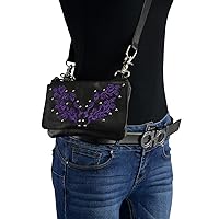 Milwaukee Leather MP8853 Women's 'Flower' Black and Purple Leather Multi Pocket Belt Bag - One Size