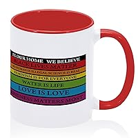 Funny Coffee Mug Tea Cup In This House We Believe Coffee Tea Mug Rainbow Pride Parades Farmhouse Ceramic Mugs Gifts for Women Daughter Christian Uncle 11oz Red