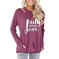 Faith Letters Print Hoodies For Women Long Sleeve Round Neck Hoodies Sweatshirts Kawaii Femmes Thick Loose Plus Size