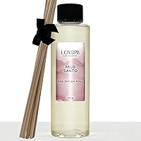 LOVSPA Palo Santo Reed Diffuser Oil Refill with Replacement Reed Sticks | The Scent of Palo Santo Wood, Warm Amber & Soft Musk, 4 oz | Made in The USA