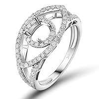 Diamond Rings For Women,14K White Gold Rings - Round Diamond Semi Mount Ring, Diamond Wedding Bands For Women & Engagement Rings For Women,Pavoi Ring Promotion