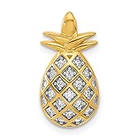 925 Sterling Silver Gold tone CZ Cubic Zirconia Simulated Diamond Pineapple Chain Slide Pendant Necklace Measures 20.2x10.3mm Wide 4mm Thick Jewelry Gifts for Women
