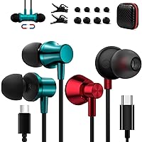 Couple USB C Headphones for Samsung Z Fold 5 Flip 4 Galaxy S23 Ultra S22, Hi-Fi Stereo Earbuds Magnetic Bass Wired Earphone with Mic for iPhone 15 iPad Pro Air Oneplus Open 11 Google Pixel 8 Pro 7 6A