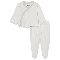 The Children's Place Unisex Baby Newborn Take Me Home Set, 100% Cotton, Long Sleeve, Side Snap Kimono Top and Pants 2-Pack