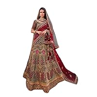 Multi Indian Wedding heavy zarkan Zardosi Velvet Bridal Multi Polti bag Lehenga Choli Dupatta 3811