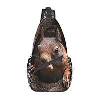 Squirrel Sling Bag For Women Men Crossbody Sling Backpack Daybackpack Shoulder Chest Bag For Hiking