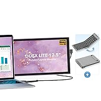 Duex Lite Portable Monitor with Foldable Bluetooth Keyboard, Mobile Pixels 12.5