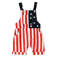 Summer Toddler Girls Sleeveless Independence Day Striped Prints Jumpsuit Suspender Trousers Outfits for Baby Girls