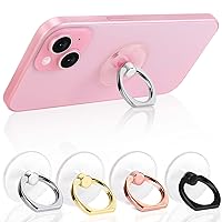 Cell Phone Ring Holder, Transparent Ring Holder 360°Rotation Finger Ring Stand, Clear Cell Phone Kickstand Compatible with Most of Phones, Tablet and Case, (1Silver+1Black+1Rose Gold+1Gold)