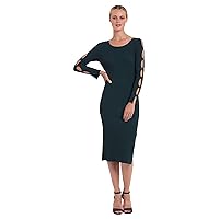 Donna Morgan womens Sweater With Long Slv Cut Out Detail Dress, Green, Large US