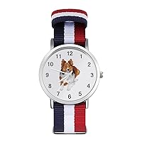 Sheltie Collie Shetland Sheepdog Women's Watch with Braided Band Classic Quartz Strap Watch Fashion Wrist Watch for Men