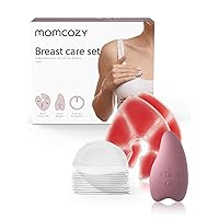 Momcozy Breastfeeding Essentials Care Set-Warming Lactation Massager 2-in-1, 2 Hot and Cold Breast Therapy Packs, 20 Nursing Pads-23 Pieces, New Mom Gifts for Breast Feeding