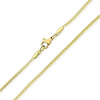 Bling Jewelry Unisex 1.5MM Yellow Gold Plated Silver Tone Stainless Steel Flat Serpentine Chain Necklace - Strong, Simple, and Basic for Men and Women (18, 20, 24 Inch)