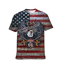 Unisex USA American T-Shirt Novelty Vintage Classic-Casual Short-Sleeve Colors-Graphic Fashion Softstyle Summer Workout Tee