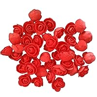 Artificial Flowers 100PCS 3CM Mini Fake Roses for DIY Wedding Bouquets Centerpieces Party Baby Shower Home Decorations (Red)