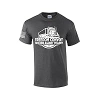 Freedom Convoy Truckers Against Tyranny Truck Drivers Men's Short Sleeve T-Shirt American Flag Sleeve Graphic Tee