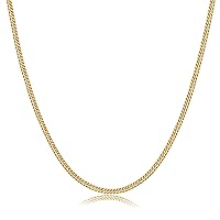 18K Gold Over 925 Sterling Silver Clasp Cuban Link Chain for Men 3.5mm Diamond Cut Gold Chain for Men Women Gold Necklace 16-30 Inches