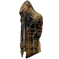 Big Tall Hoodies Cloak for Mens Winter 2023 Casual Solid Gothic Hooded Cardigan Sherpa Fleece Lined Warm Coats